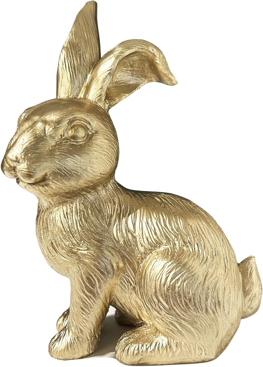 Brass Gold Bunny Figurine Easter Decor, Easter Spring Decoration Gold Bunnies Rabbit Statue Figurine